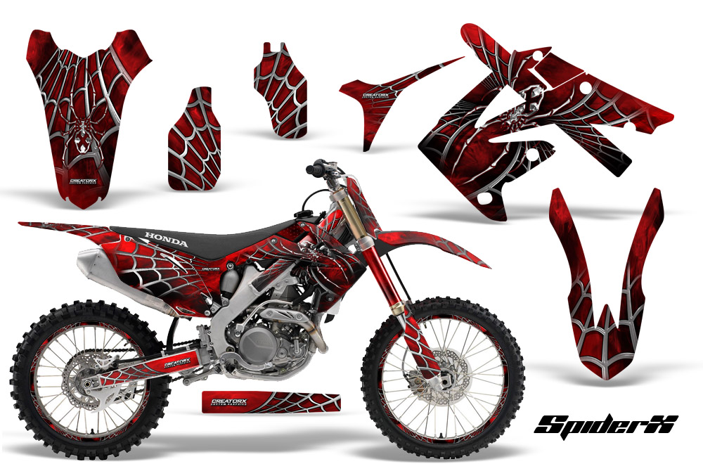 Honda CRF250 10-12 CRF450 09-12 Graphics Kit SpiderX Red BB NP Rims